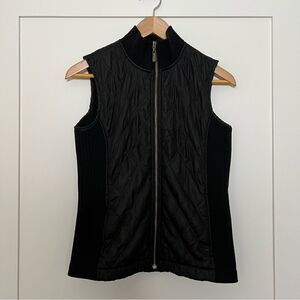 Prana Quilted Vest Womens Small Black Full Zip Sherpa Lined Outdoor Hiking Camp